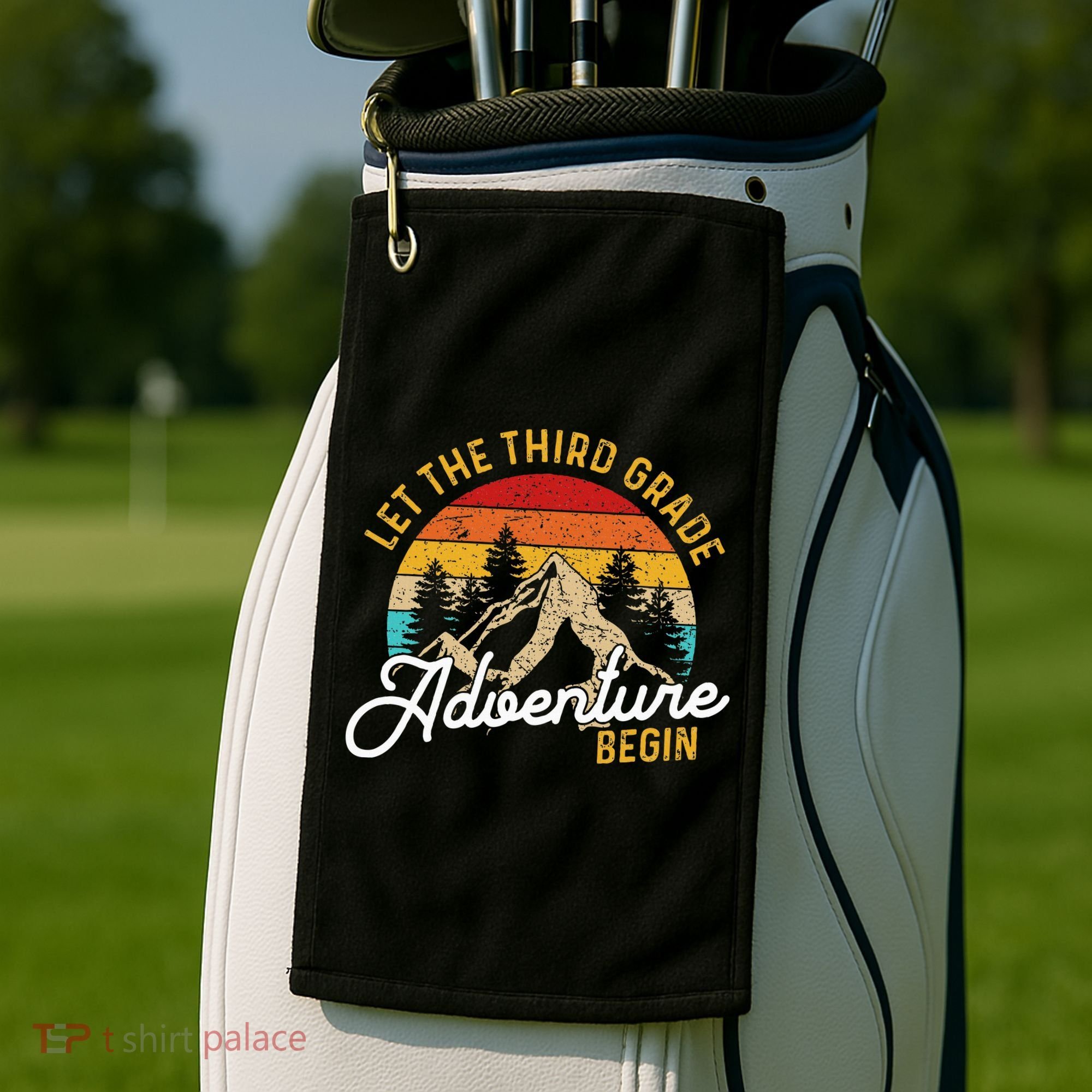 Retro Let the Third Grade Adventure Begin Teachers Students Golf Towel
