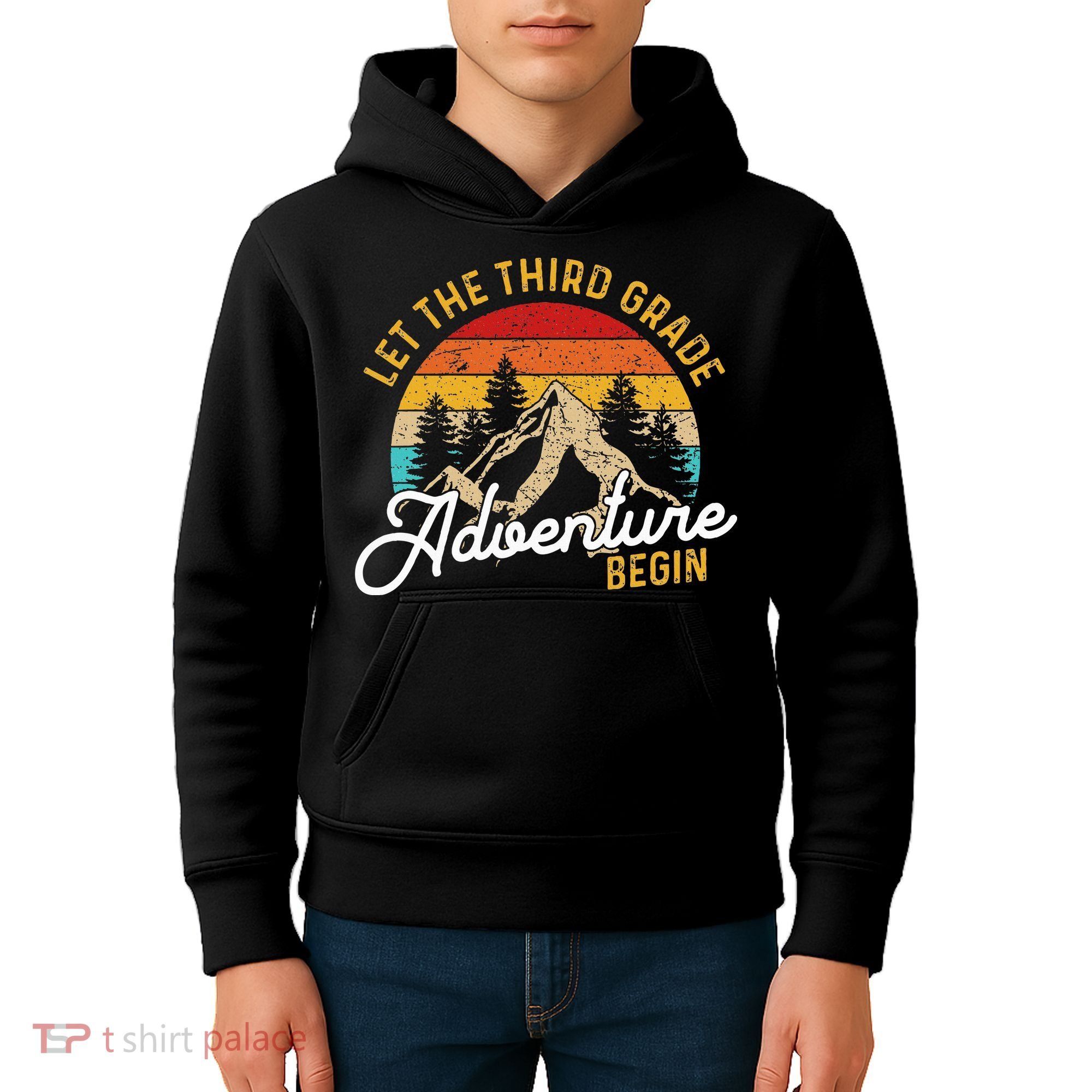 Retro Let the Third Grade Adventure Begin Teachers Students Kids Hoodie