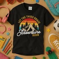 Retro Let the Third Grade Adventure Begin Teachers Students Kids T-Shirt thumb 3