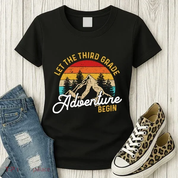 Retro Let The Third Grade Adventure Begin Teachers Students Women's T-Shirt