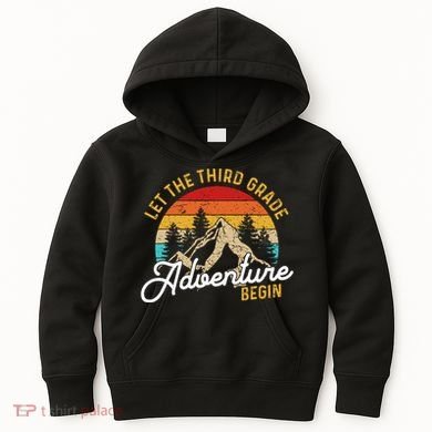 Retro Let The Third Grade Adventure Begin Teachers Students Kids Hoodie