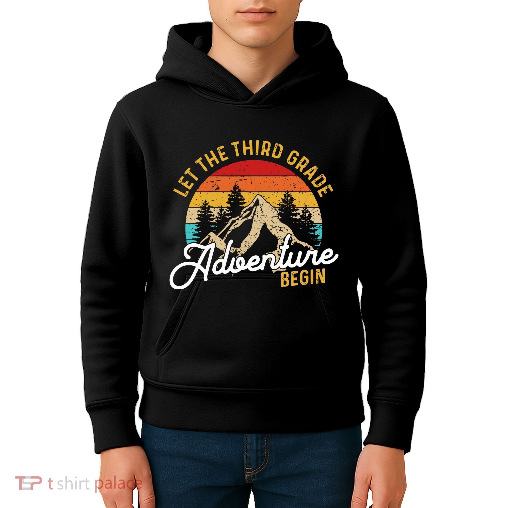 Retro Let The Third Grade Adventure Begin Teachers Students Kids Hoodie