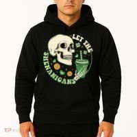 Retro Let The Shenanigans Skull Drinking Coffee St Patrick Day Hoodie thumb 2