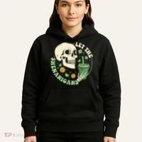 Retro Let The Shenanigans Skull Drinking Coffee St Patrick Day Hoodie thumb 5