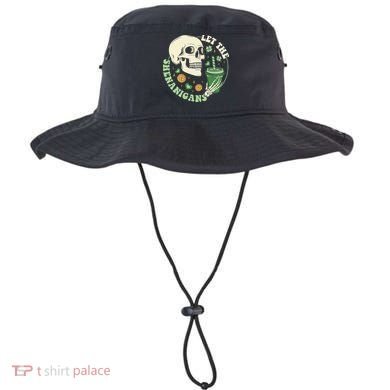 Retro Let The Shenanigans Skull Drinking Coffee St Patrick Day Bucket Hat