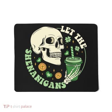 Retro Let The Shenanigans Skull Drinking Coffee St Patrick Day Mousepad