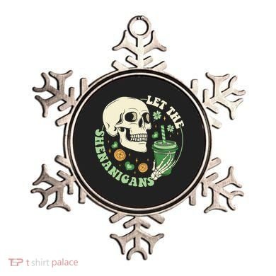 Retro Let The Shenanigans Skull Drinking Coffee St Patrick Day Ornament
