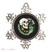 Retro Let The Shenanigans Skull Drinking Coffee St Patrick Day Ornament thumb 0