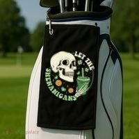 Retro Let The Shenanigans Skull Drinking Coffee St Patrick Day Golf Towel thumb 2