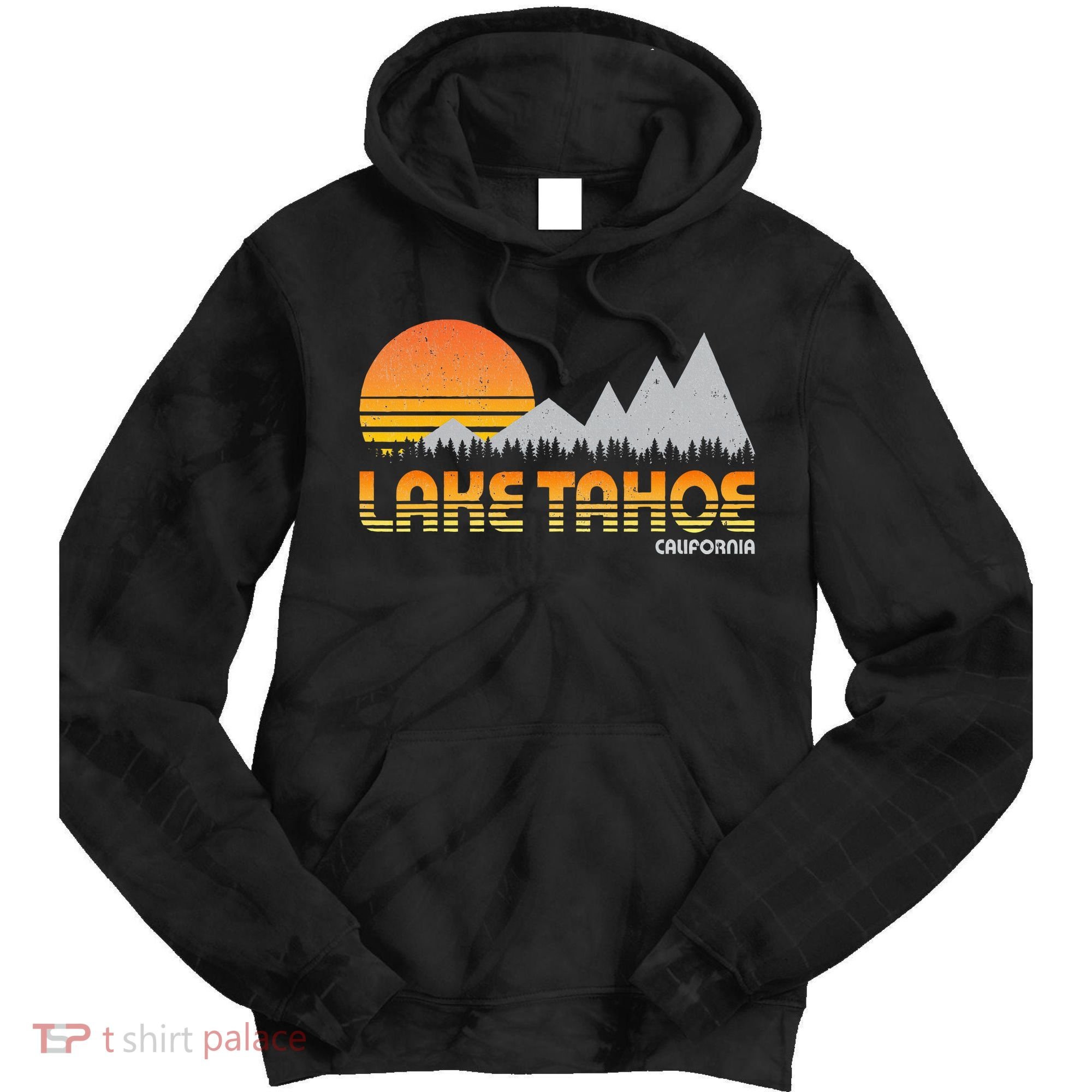 Retro Lake Tahoe California Tie Dye Hoodie