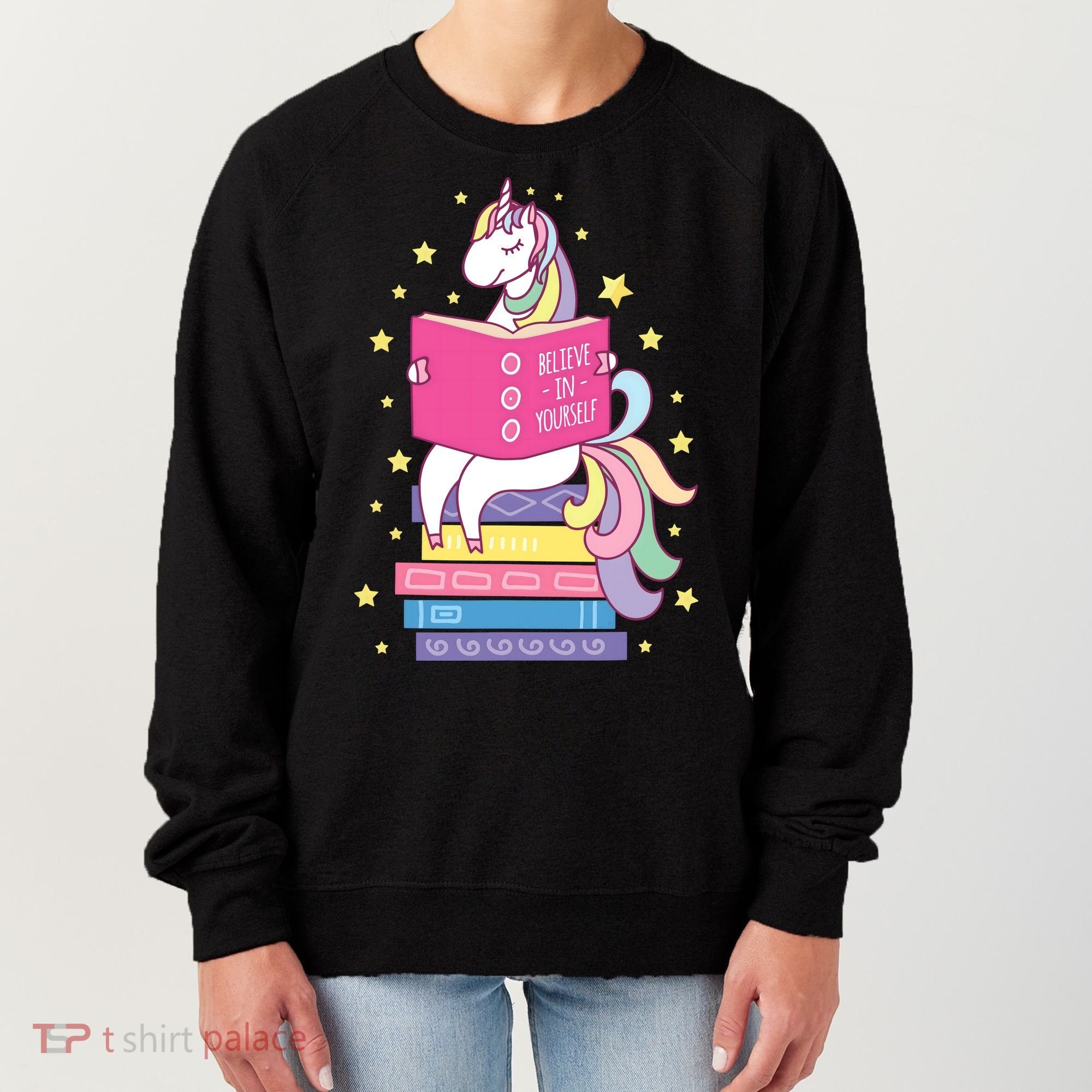 Reading Library Unicorn Read Books Lover Reader Gift Women's Sweatshirt