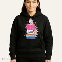 Reading Library Unicorn Read Books Lover Reader Gift Hoodie thumb 5