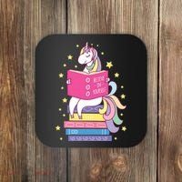 Reading Library Unicorn Read Books Lover Reader Gift Coaster thumb 0