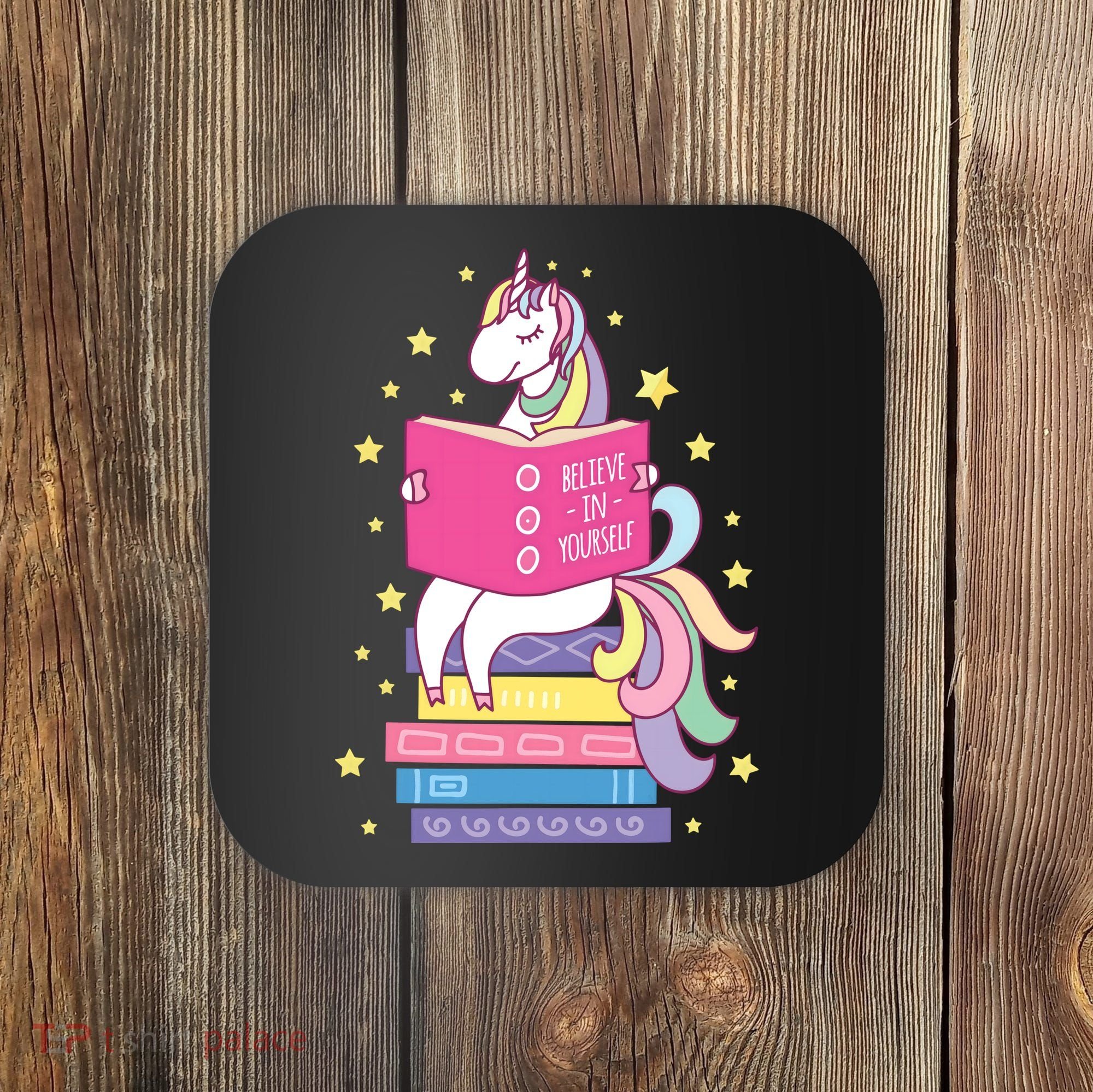 Reading Library Unicorn Read Books Lover Reader Gift Coaster