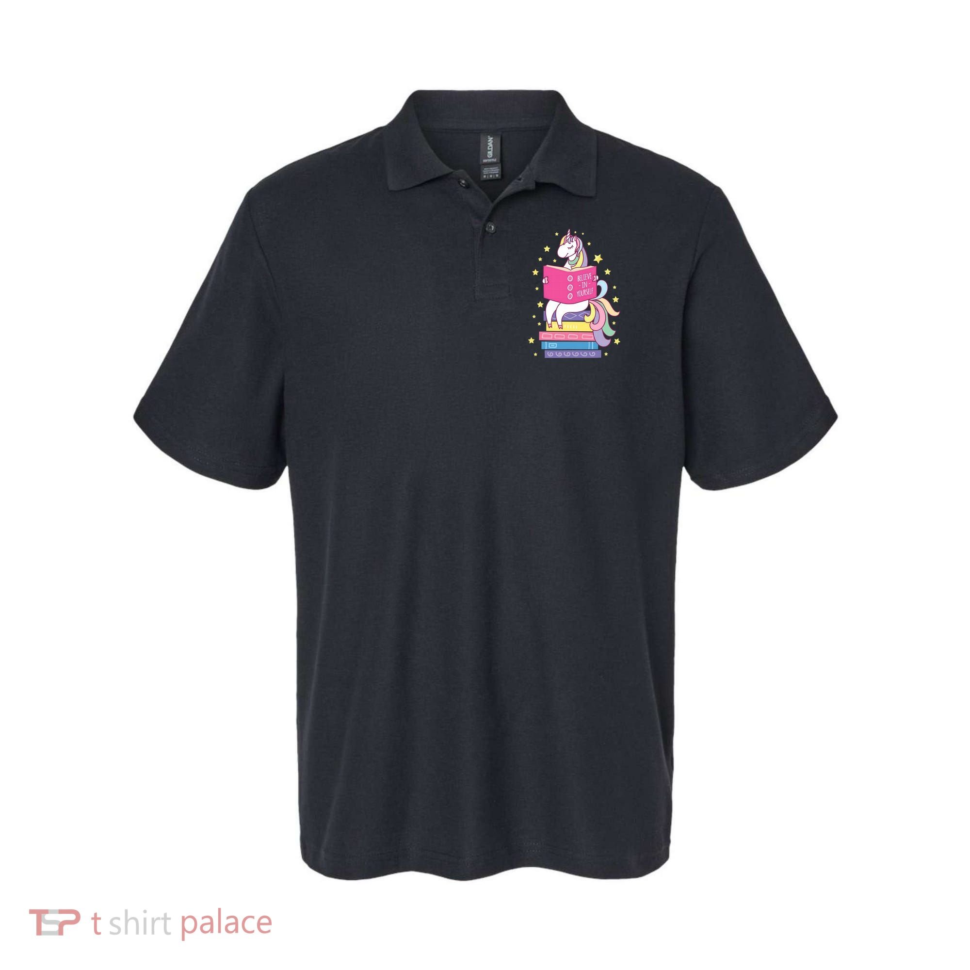 Reading Library Unicorn Read Books Lover Reader Gift Polo