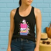 Reading Library Unicorn Read Books Lover Reader Gift Women's Tank Top thumb 2