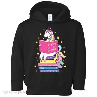 Reading Library Unicorn Read Books Lover Reader Gift Toddler Hoodie