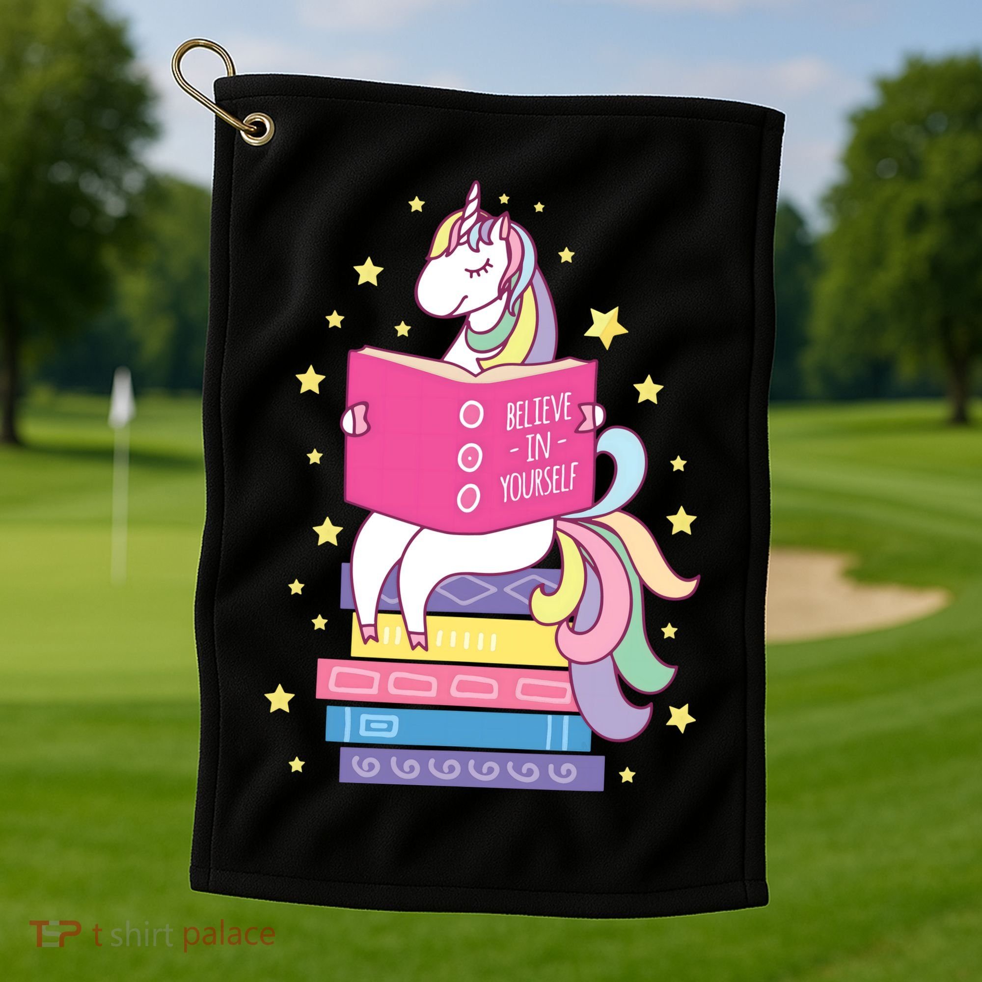 Reading Library Unicorn Read Books Lover Reader Gift Golf Towel