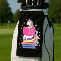 Reading Library Unicorn Read Books Lover Reader Gift Golf Towel thumb 2