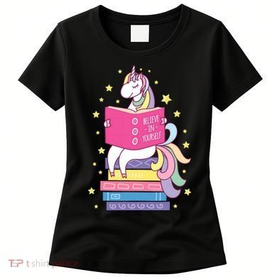 Reading Library Unicorn Read Books Lover Reader Gift Women's T-Shirt
