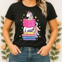 Reading Library Unicorn Read Books Lover Reader Gift Women's T-Shirt thumb 2