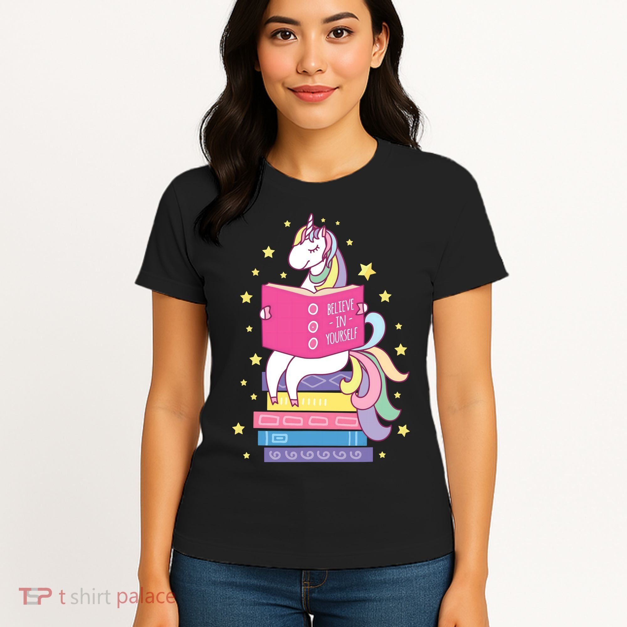 Reading Library Unicorn Read Books Lover Reader Gift Women's T-Shirt