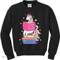 Reading Library Unicorn Read Books Lover Reader Gift Kids Sweatshirt thumb 0