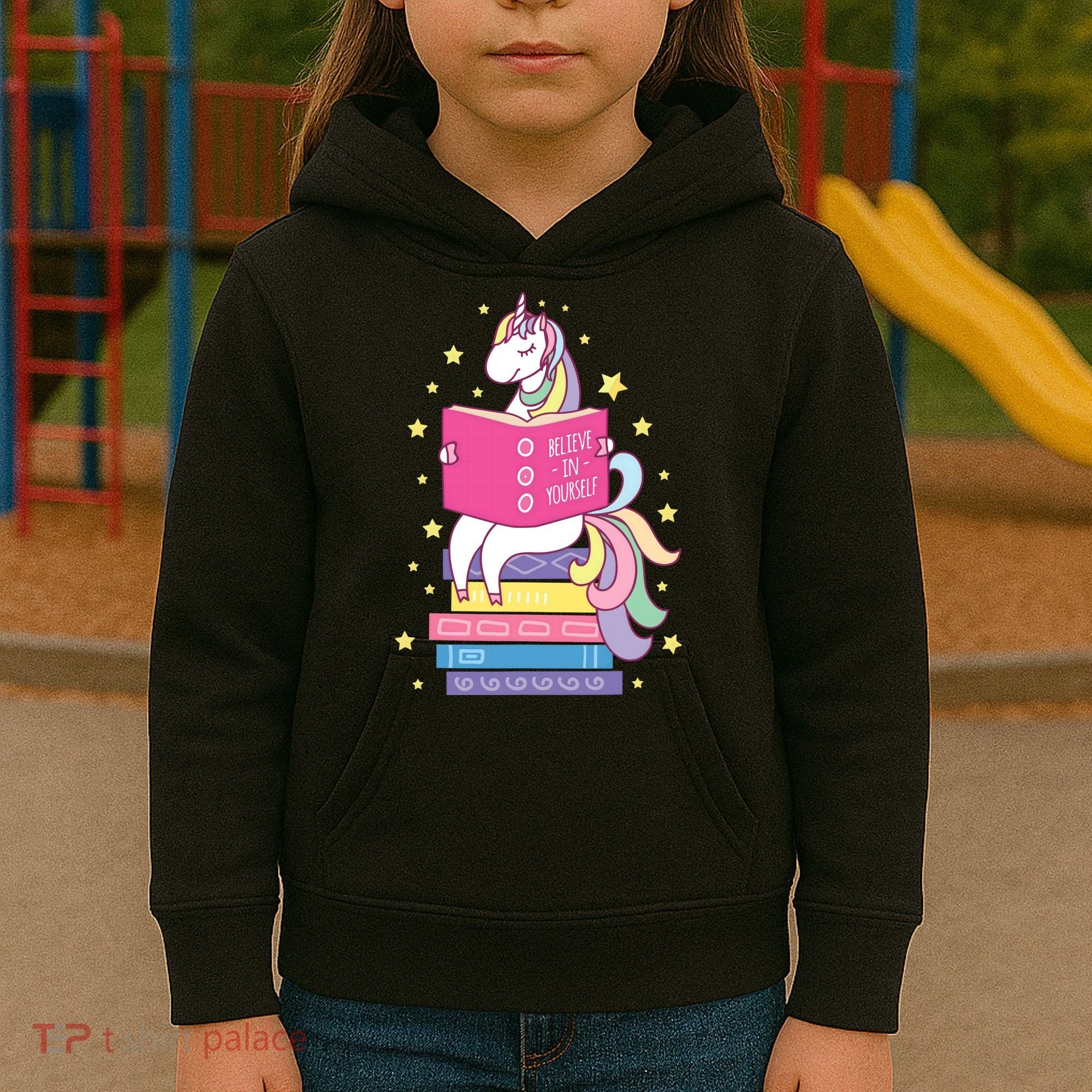 Reading Library Unicorn Read Books Lover Reader Gift Kids Hoodie