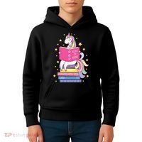 Reading Library Unicorn Read Books Lover Reader Gift Kids Hoodie thumb 4