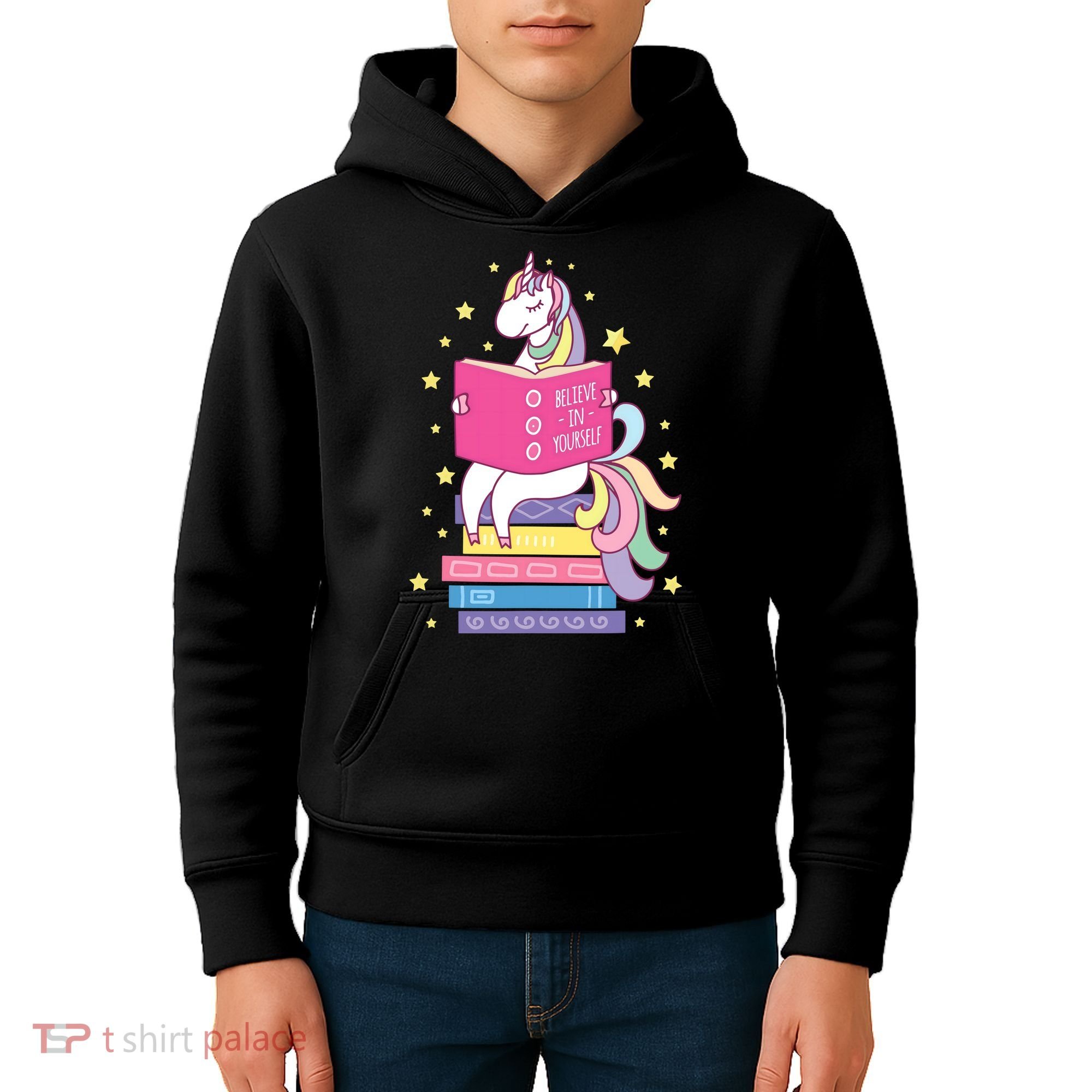 Reading Library Unicorn Read Books Lover Reader Gift Kids Hoodie