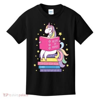 Reading Library Unicorn Read Books Lover Reader Gift Kids T-Shirt