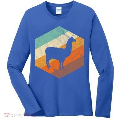 Retro Llama Vintage Llama Cute Gift Women's Long Sleeve Shirt