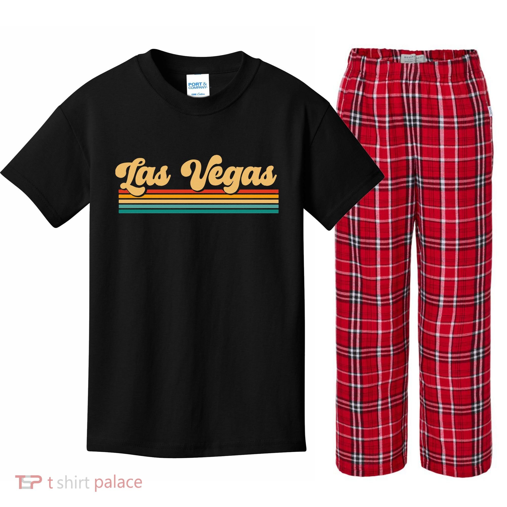 Retro Las Vegas Kids Plaid Pajama Set