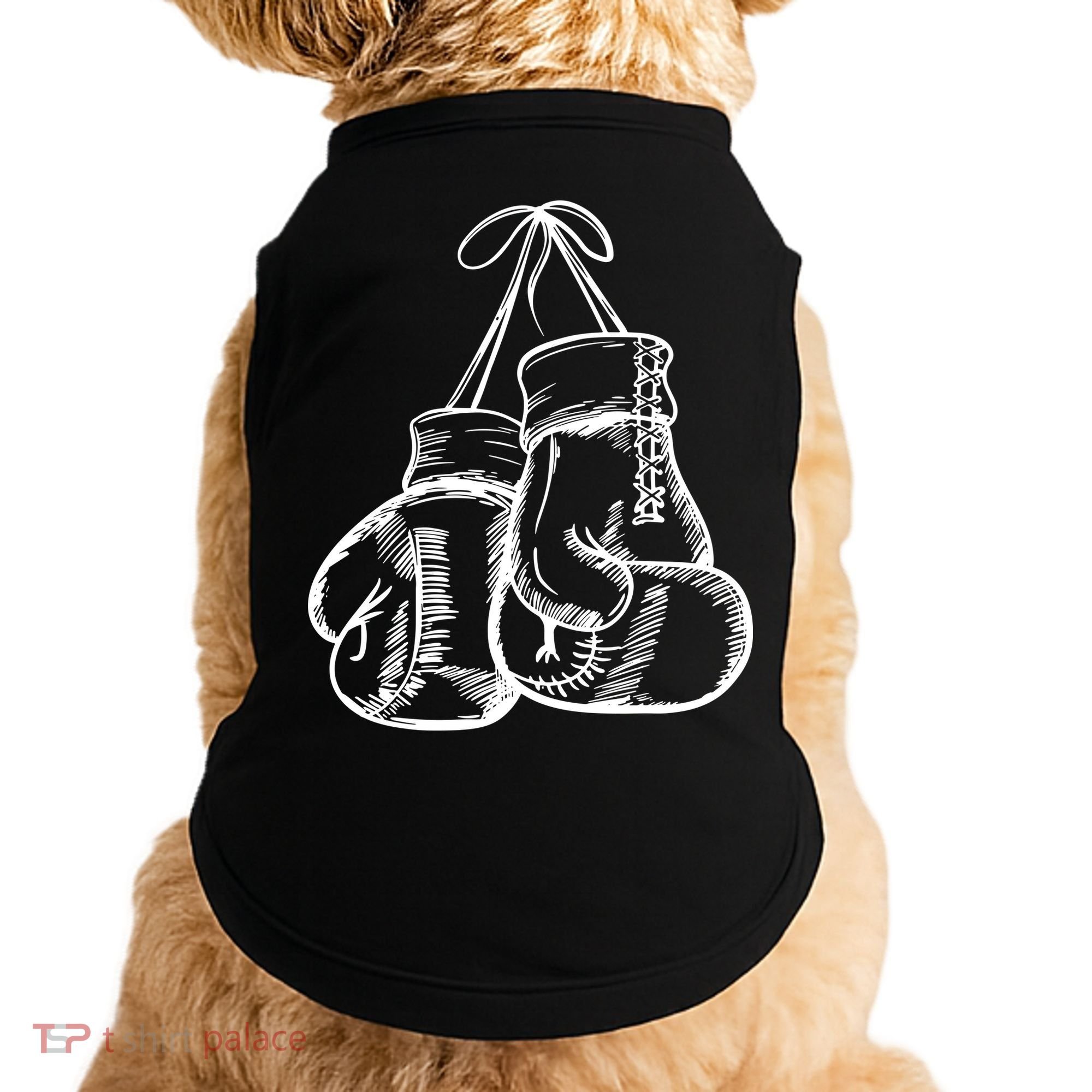 Retro Love White Boxing Gloves Doggie Tank