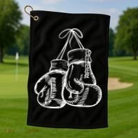 Retro Love White Boxing Gloves Golf Towel thumb 1