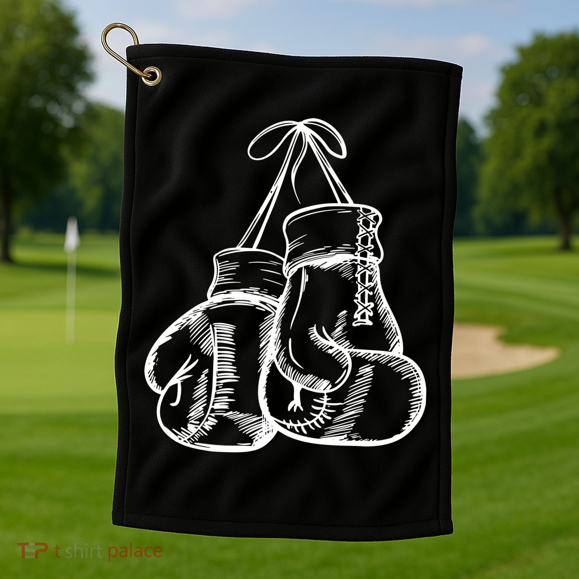 Retro Love White Boxing Gloves Golf Towel