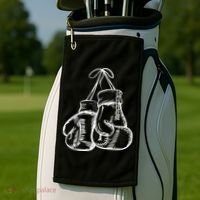 Retro Love White Boxing Gloves Golf Towel thumb 2