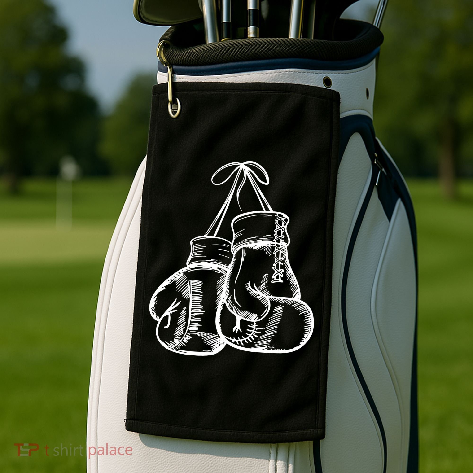 Retro Love White Boxing Gloves Golf Towel