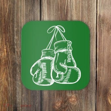 Retro Love White Boxing Gloves Coaster
