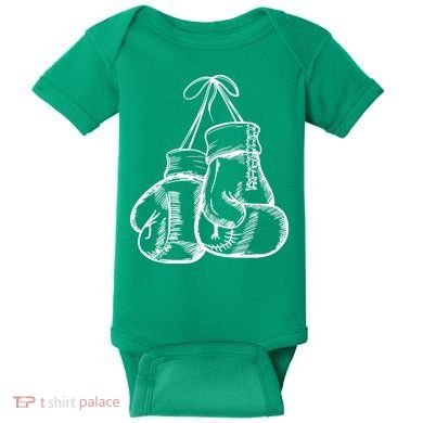 Retro Love White Boxing Gloves Baby Bodysuit