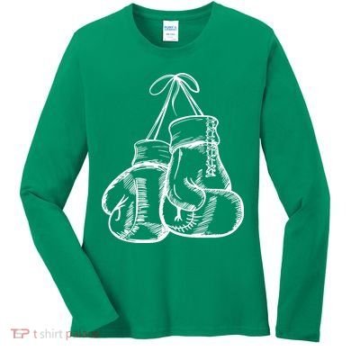 Retro Love White Boxing Gloves Women's Long Sleeve Shirt