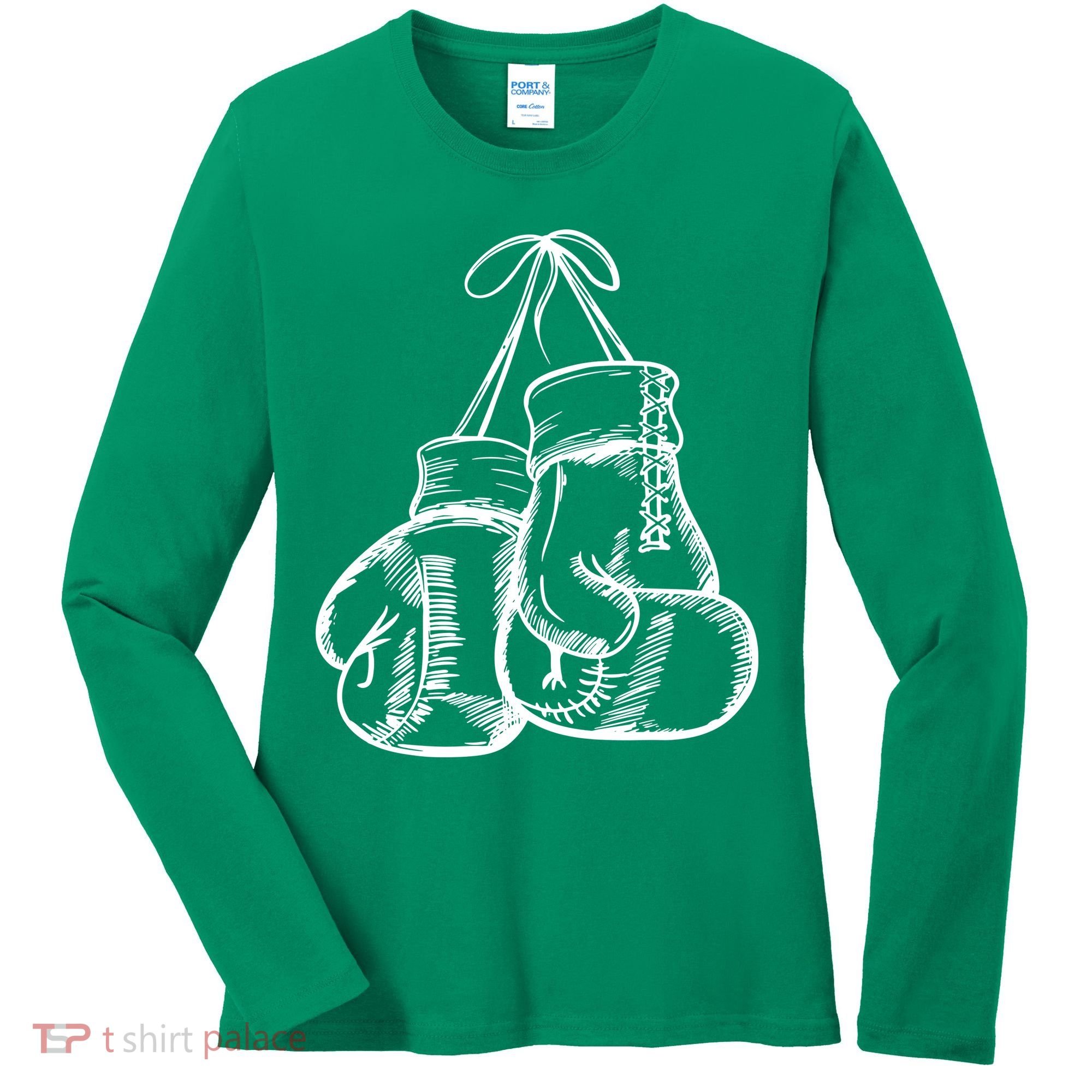 Retro Love White Boxing Gloves Women's Long Sleeve Shirt