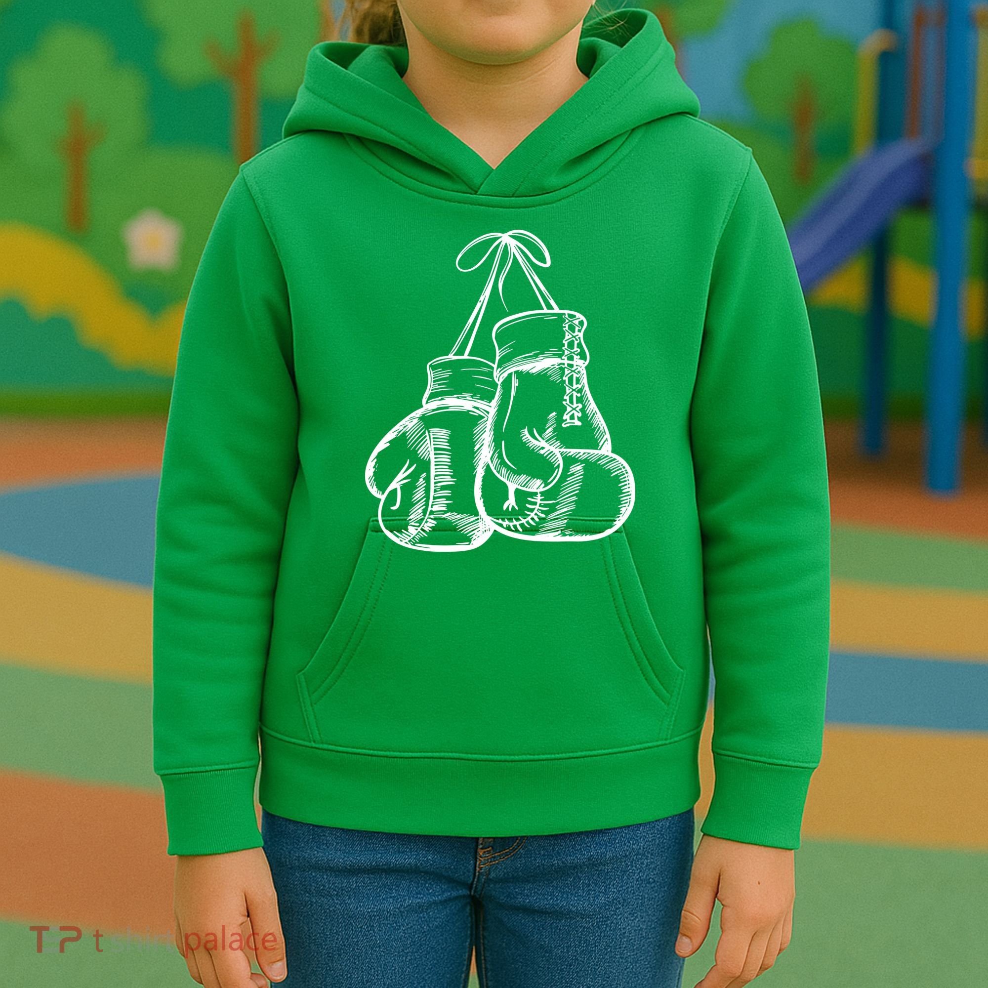 Retro Love White Boxing Gloves Kids Hoodie