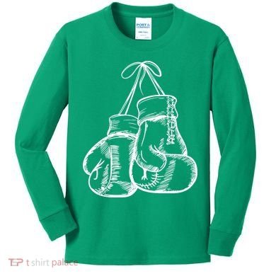 Retro Love White Boxing Gloves Kids Long Sleeve Shirt