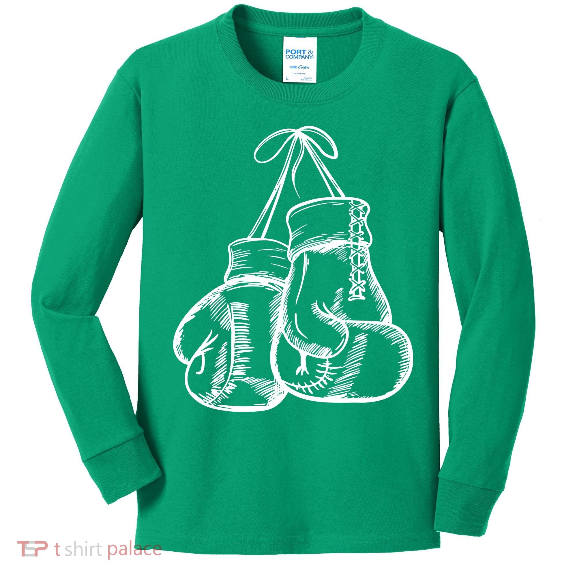 Retro Love White Boxing Gloves Kids Long Sleeve Shirt