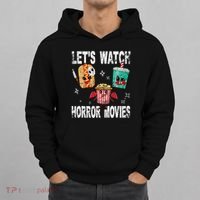 Retro Lets Watch Horror Movies Cute Halloween Costume Hoodie thumb 0