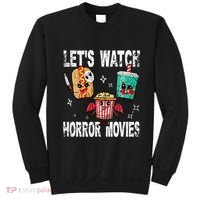 Retro Lets Watch Horror Movies Cute Halloween Costume Sweatshirt thumb 0