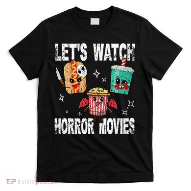 Retro Lets Watch Horror Movies Cute Halloween Costume T-Shirt