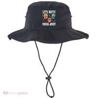 Retro Lets Watch Horror Movies Cute Halloween Costume Bucket Hat thumb 0