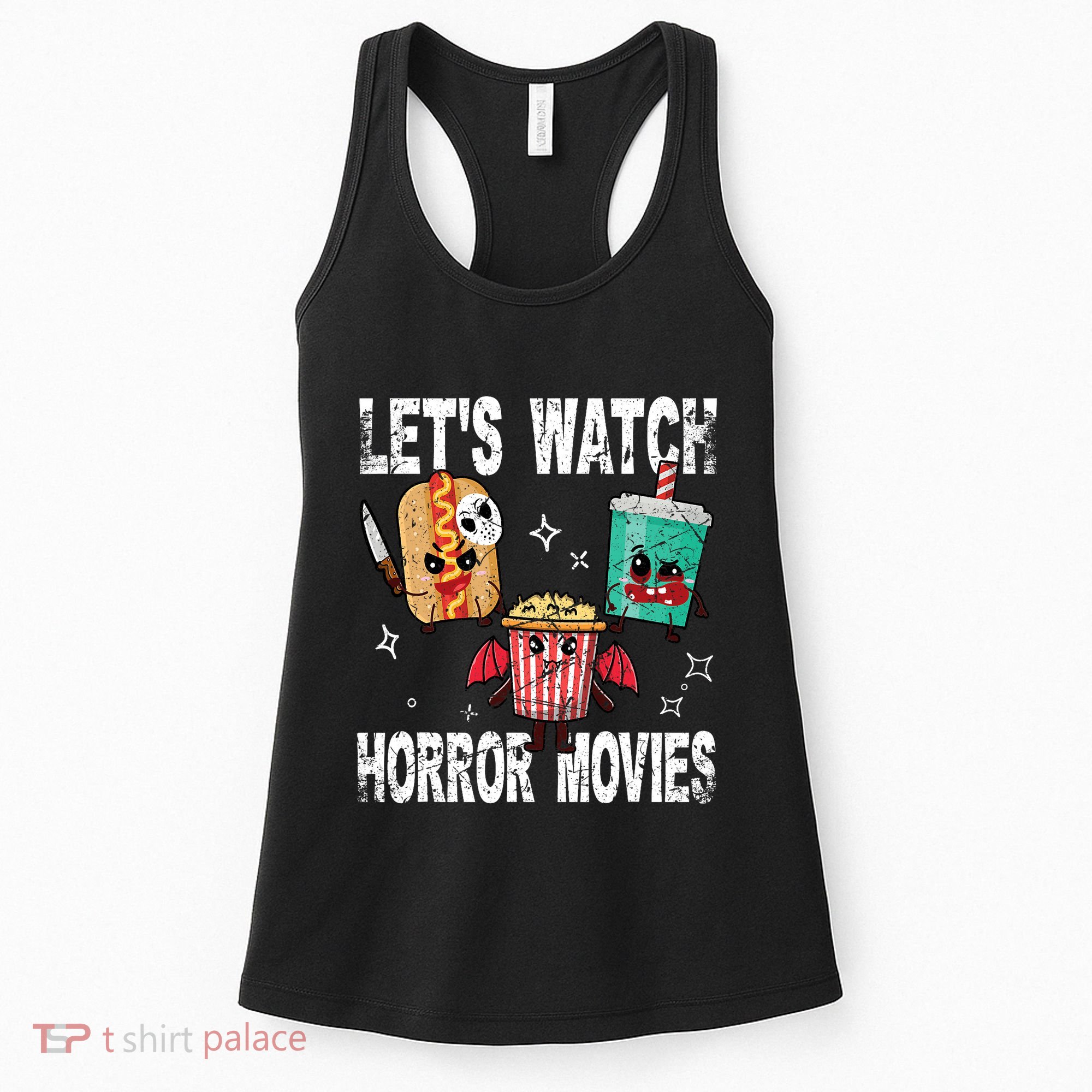 Retro Lets Watch Horror Movies Cute Halloween Costume Women's Tank Top